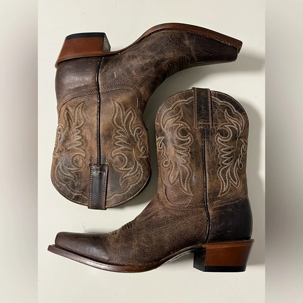 Shyanne Womens Sz 8.5M Western Cowgirl Cowboy Boots Snip Toe Brown Leather - Picture 5 of 16